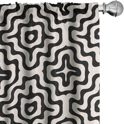 ABAKUHAUS Abstracte geometrie gordijnen – 2x75x175 cm – koksgrauwe champagne