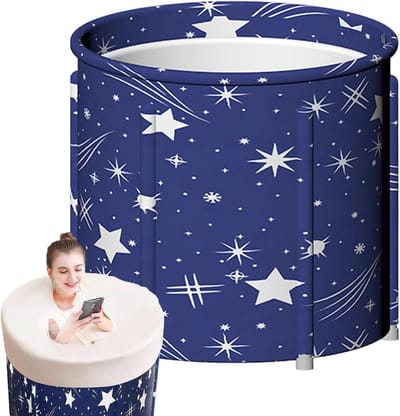 Opvouwbare badkuip - Draagbare kuip - Spierherstel na sport - Grote capaciteit 120L - 70 x 65 cm - Sterrenhemel blauw