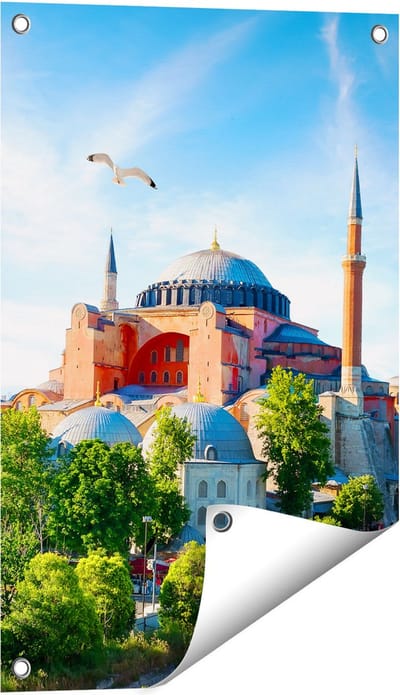 Gards Tuinposter Hagia Sophia Moskee in Istanbul - 40x60 cm - Tuindoek - Tuindecoratie - Wanddecoratie buiten - Tuinschilderij