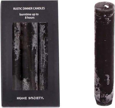 Home Society - Dinerkaarsen - Set/6 - 2.5 x 14 cm - Zwart