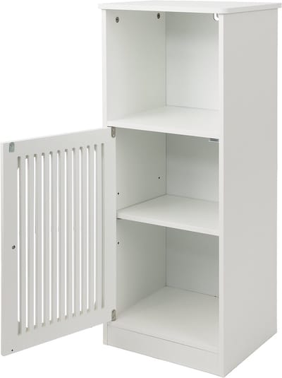 Lage badkamerkast - Staande badkamerkast - Badkamer opbergkast-Badkamerkast wit – Lamellendeur –Vochtbestendig – Open vak - Stabiel - Badkamer - 36x30x86cm- 1 stuk-Wit