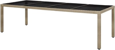 Tuintafel Klaptafel - Balkontafel Terrastafel - Buiten Eten - Gehard Glasblad - 250 x 100 cm - Beige