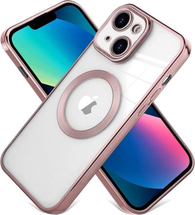 Cityhoesje - iPhone 14 Plus-15 Plus - Magnetic - Magsafe - Back Cover - Roségoud