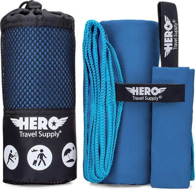 Hero Microvezel handdoek voor reizen, kamperen, backpacken, strand, sportschool - 24" x 48" (inclusief bonus washandje)