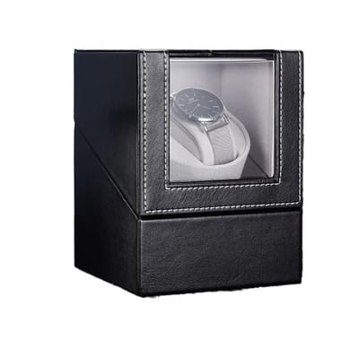 Dailygoods - Zwarte vezel watchwinder - Automatische horlogewinder - Stil en motorisch verstelbaar - Voor heren en dameshorloges - Professionele horlo...