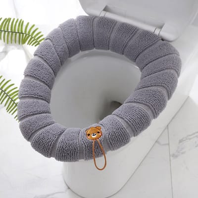 Bovista Wc Bril Hoes - Toiletbril Cover - Toiletbril - Wc Deksel - Wasbaar - Verwarmde Wc Bril - (Niet Elektrisch) - Warm - Handvat - Grijs