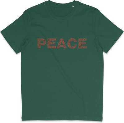 Heren en Dames T shirt - Peace, Vrede - Groen - XS