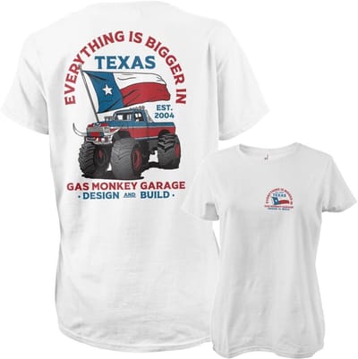 Gas Monkey Garage Dames-T-shirt 'Everything Is Bigger In Texas' Girly, maat GMG-5-GMG101-H94-14