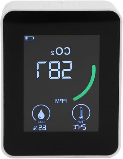 Luchtkwaliteitsmeter - CO2-meter Hygrometer - Binnenshuis Luchtkwaliteit - NDIR Infrarood Sensor - Realtime Detectie - Wit