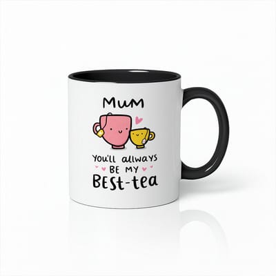 Zwart-Witte “Mum Best-Tea” Mok 330 ml – Schattige Theeliefhebber Koffiemok – “You’ll Always Be My Best-Tea” – Lief Cadeau voor Mama