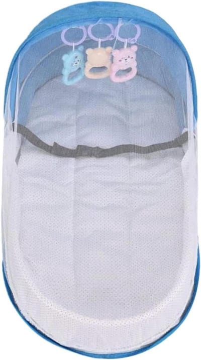 Reiswieg - Babybedje - Onderweg slapen - Ademende luifel - 42x34cm - Blauw