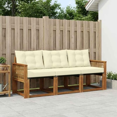 vidaXL - Buiten - bank - set - 3 - st - Natuurlijk - en - Crème