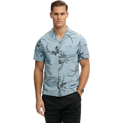 Superdry Vintage Loom Cabana Overhemd met Korte Mouwen Blue Grootte: M