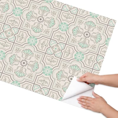 Coloray Meubel Wrap Folie - Beige Meubelfolie - 75x150 cm - Meubelfolie Zelfklevend Vintage ornamenten - Wrapfolie Keuken - Vintage Meubelfolie - Decoratiefolie - Tafeldecoratie - Achtergronden en patronen