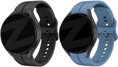 Bandz Bundel – 2x siliconen sportbandje ‘Extreme’ – zwart + grijsblauw – geschikt voor Samsung Galaxy Watch 7 / 6 / 5 / 4 / Watch FE (40mm & 44mm / Classic / Pro)