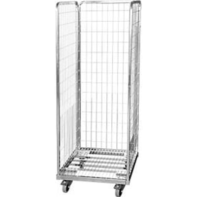 Stalen rolcontainer 600 x 600 mm met 2 zijwanden en 1 achterwand
