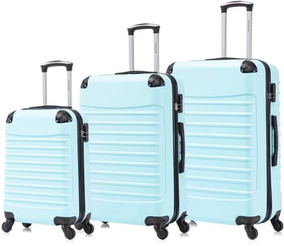 Travelerz Rome Babij Kofferset 3-Delig – Handbagage 39L + Large 69L + Extra Large 95L – Lichtgewicht ABS – Spinner Wielen – ijsblauw – Met Cijferslot