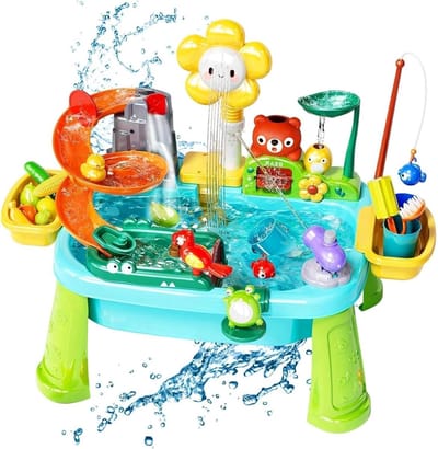 Kinderen Watertafel - Waterspeeltafel Speelgoed - Zomerse Spelactiviteit - Draaibare Kraan - 59 x 33 x 42 cm - Blauw