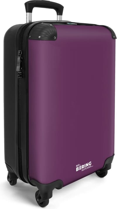 NoBoringSuitcases.com® - Handbagage koffer lichtgewicht paars - Paarse reiskoffer trolley - Rolkoffer met wieltjes - Reistrolley op wielen - Travel suitcase - Past binnen 55x40x20 en 55x35x25