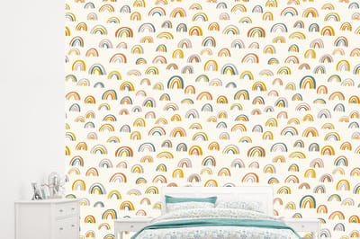 Behang - Fotobehang Regenboog - Pastel - Kinderen - Breedte 245 cm x hoogte 220 cm