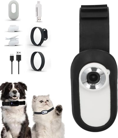 Huisdier Halsband Camera - Hondencamera Katten - Huisdiergedrag Observeren - 160 Graden Ultragroothoek - 1080P Resolutie - Wit