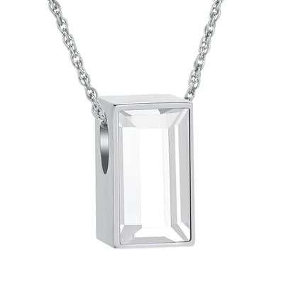 Aramat Jewels | Gedenkhangers | Mini Ashanger Rechthoek met Zirkonia Zilverkleurig – 11x6mm Subtiel Assieraad | | | |11mm | Staal | Volwassenen | Verkleurd niet