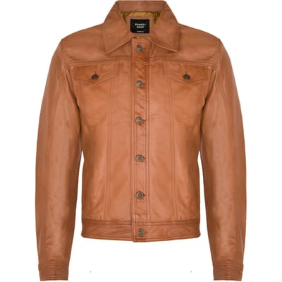 Trucker slim-fit leren overhemd-jeansjack