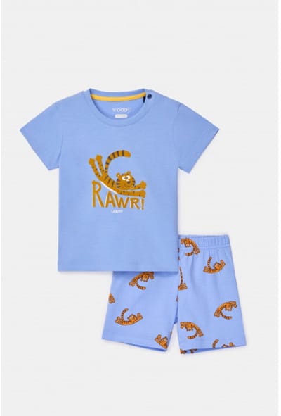 Woody pyjama baby jongens - lichtblauw - tijger - 261-10-PUS-Z/840 - maat 86
