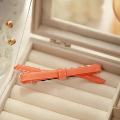 Pinces à cheveux chics en forme de nœud papillon en acrylique de couleur unie, épingles à cheveux mignonnes et simples, accessoires pour cheveux pour femmes orange