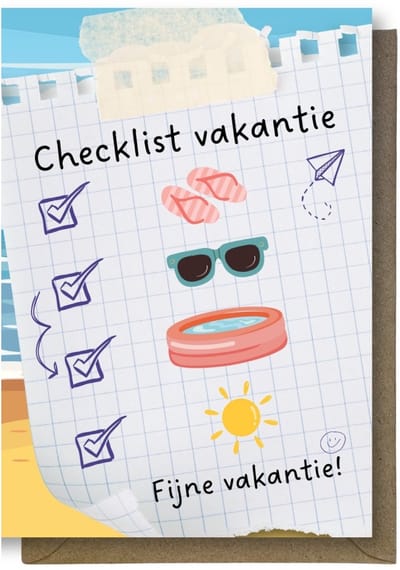 Prettige Vakantie Wenskaart - 12x17cm - Gevouwen kaart inclusief envelop - Vakantie / Op Reis