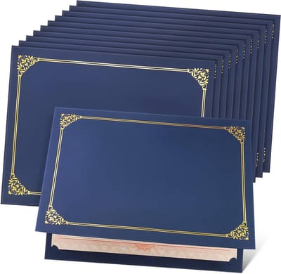 Certificaat Covers - Diploma Houder - Prestaties Presenteren - Elegante Folie Rand - 30 Stuks 31x24cm - Donkerblauw
