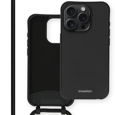 imoshion Hoesje - Geschikt voor Apple iPhone 15 Pro - Color Backcover met afneembaar koord - Zwart