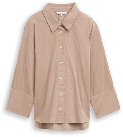 Tom Tailor - Losjes vallend corduroy overhemd blouse - Maat 44 - soft taupe grey