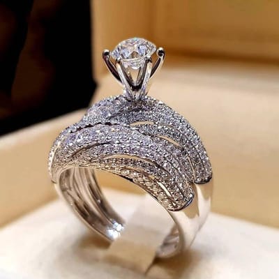 Ensembles d'alliances de mariage en argent sterling pour femmes couleur or zircone cubique luxe fiançailles mariage bijoux tendance cadeaux 8 black