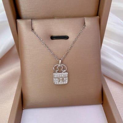CDJAIME 925 Sterling Zilveren Halsketting voor Dames Trendy Tasvormige Hanger Halsketting Fijne Sieraden Cadeau Accessoires 45cm zilver