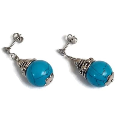 Aramat Jewels | Oorbellen | Stalen Turquoise Oorbellen - Aramat Jewels® | | | |14mm | Staal | Kinderen, Volwassenen | Verkleurd niet