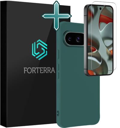 Hoesje Met Screenprotector - Geschikt voor Google Pixel 10 - Sterk & Shockproof - Telefoon Hoes - Back Cover - Siliconen Case - Donkergroen