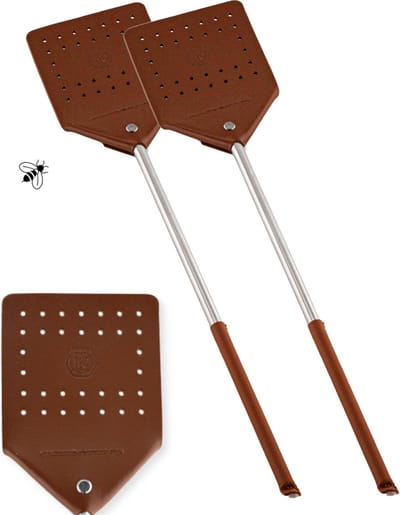 Brute Strength - Leren vliegenmepper - Cognac - 2 stuks - Vliegenvanger - Vliegenmeppers - Leer