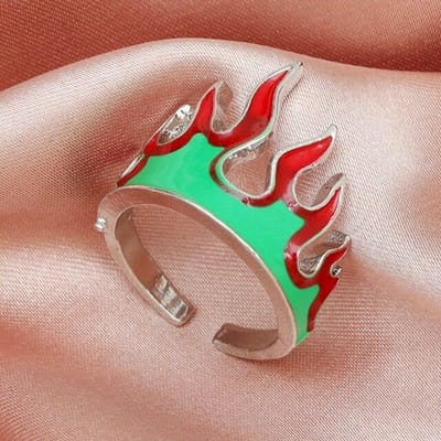 Goth vlam opening ringen voor vrouwen metalen bedels metalen bedels vintage punk vriendschap ringen sieraden esthetiek geschenken jaren 90 partij Resizable zwart