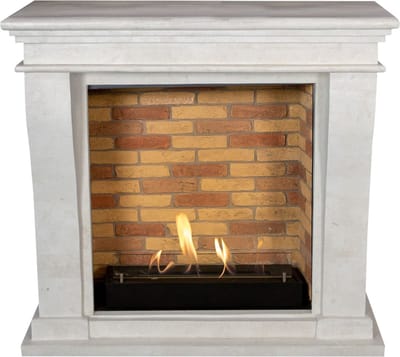 Xaralyn Bio-ethanol haard - Kreta-Mini BST-SWU - wit natuursteen - 3 KW verwarming - haardombouw inclusief inbouwhaard - schouw