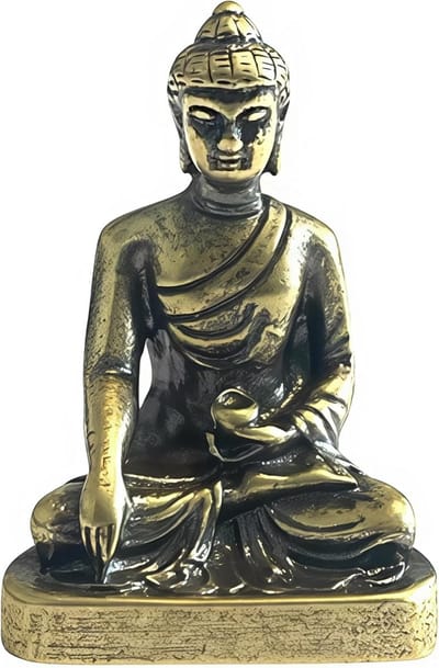 Mini Buddha Beeld - Meditatie Figuur - Decoratie Huis - Handgemaakt Messing - 3.8 cm Hoog - Antiek Brons