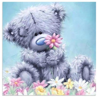 Diamantborduurwerk Dier Teddybeer Volledige Ronde Diamantschilderij Kruissteek 30x30CM gray