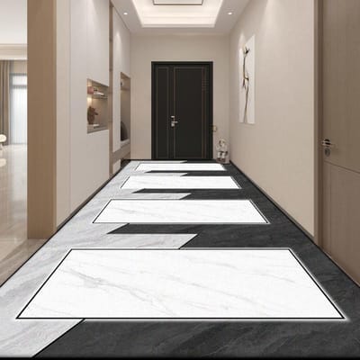 Zwart Wit Luxe Runner Gang Tapijt Scandinavische Decoratie Huis Woonkamer Lange Vloerkleden Hotel Lobby Trappen Antislip Wasbare Mat 60*300cm