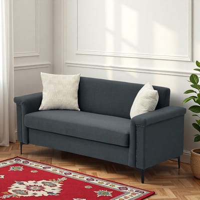 MODENUIT Sofa 172 x 72 x 82 cm - 2-Zits Met Brede Armleuningen - Voor Woonkamer En Appartement - Hout - Donkergrijs