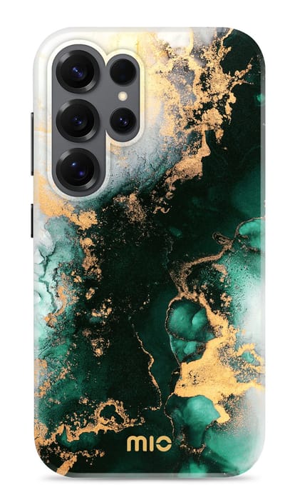 Mio by Mobilize Hoesje geschikt voor Samsung Galaxy S26 Ultra MagSafe Telefoonhoesje Hardcase | Mio by Mobilize Backcover | Geschikt voor MagSafe | Geschikt voor Draadloos Opladen met Magnetische Ring | Geschikt voor MagSafe Case - Green Marble |