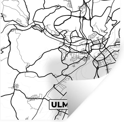 Muurstickers - Sticker Folie - Plattegrond - Ulm - Kaart - Stadskaart - 100x100 cm - Plakfolie - Muurstickers Kinderkamer - Zelfklevend Behang XXL - Zelfklevend behangpapier - Stickerfolie