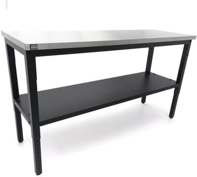HBM RVS werkbank 182 cm, 1000 kg draagvermogen, 61 cm breed, 91,1 cm hoog, zwart, niet verrijdbaar