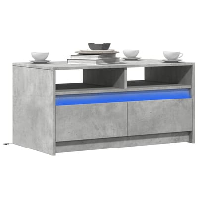 vidaXL - Salontafel - met - LED-verlichting - bewerkt - hout - betongrijs
