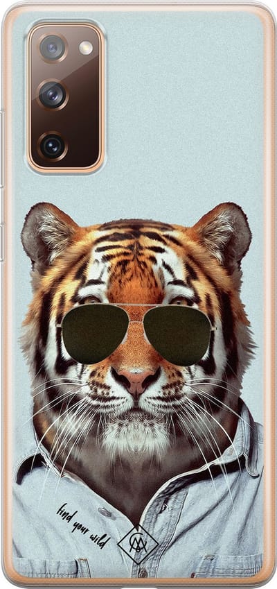 Casimoda® hoesje - Geschikt voor Samsung S20 FE - Tijger Wild - Backcover - Siliconen/TPU - Blauw