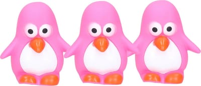 Rubber badeendje/pinguin - 3x - Classic roze - badkamer fun artikelen - size 6 cm - kunststof - water speelgoed pinguins